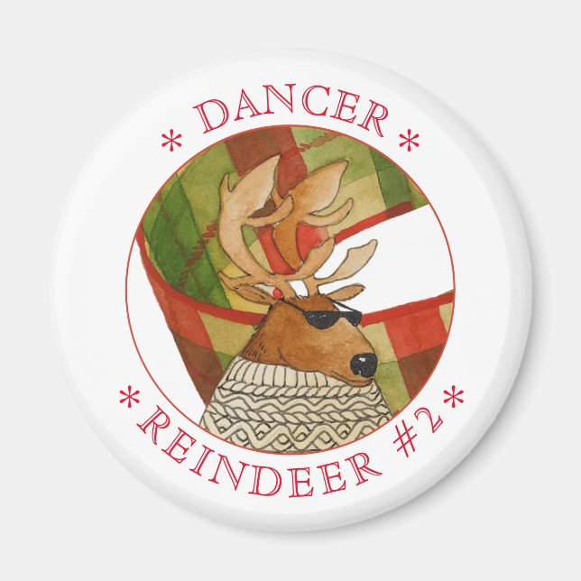 DANCER REINDEER Round Magnet (Front)