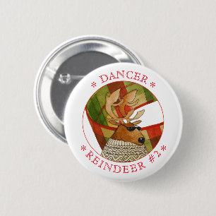 DANCER REINDEER Round Pin Button