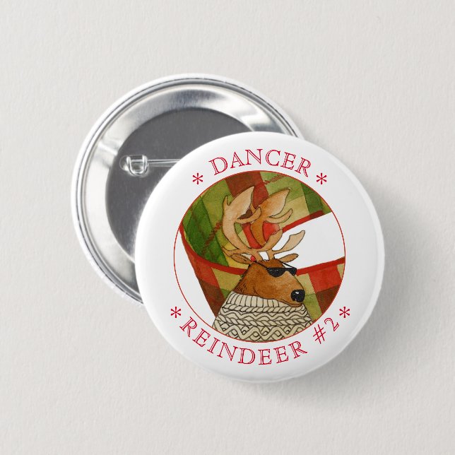 DANCER REINDEER Round Pin Button (Front & Back)