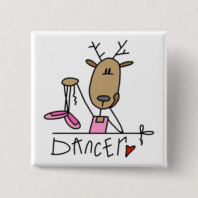 Dancer Reindeer T-shirts and Gifts 2 Inch Square Button (Front)