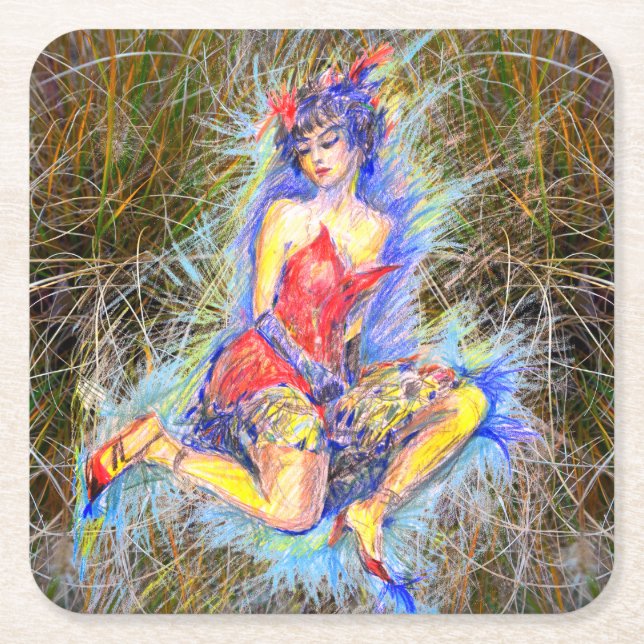 Dancer  square paper coaster (Front)