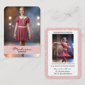 Dancer Trading Cards Rose Pink Glitter Photo