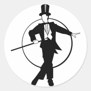 Dancer Tuxedo Top Hat Cane 20's art deco Classic Round Sticker