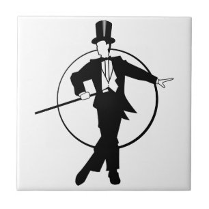 Dancer Tuxedo Top Hat Cane 20's art deco Tile