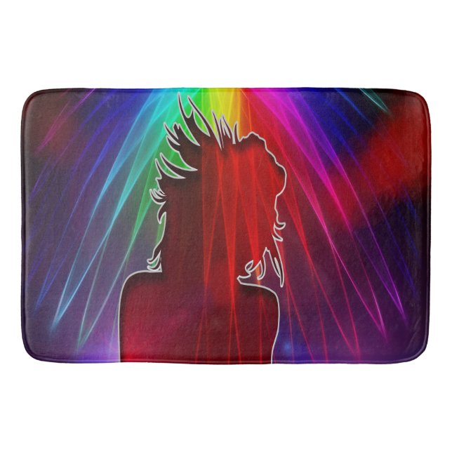 Dancer Under Neon Rainbow Shower Bath Mat (Front)