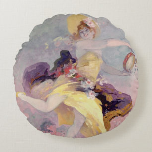 Dancer with a Basque Tambourine Round Pillow