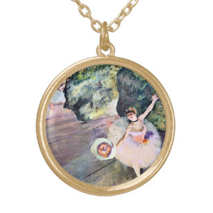 Dancer with a Bouquet of Flowers by Edgar Degas Gold Plated Necklace