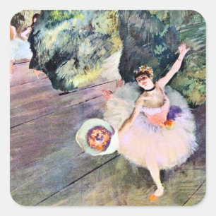 Dancer with a Bouquet of Flowers by Edgar Degas Square Sticker