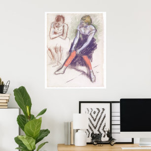 Dancer with Red Stockings by Edgar Degas Poster