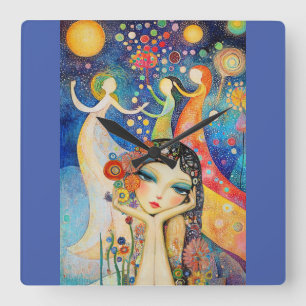 Dancers And Daydreams Square Wall Clock
