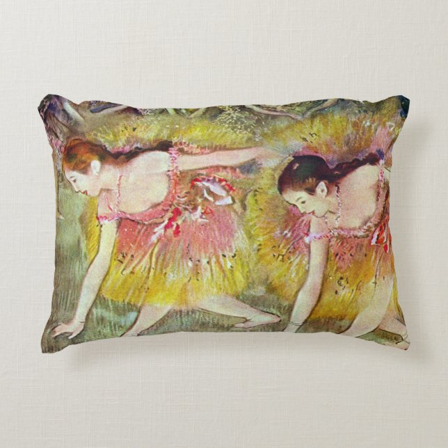 Dancers Bending Down by Edgar Degas, Ballet Art Accent Pillow (Front)