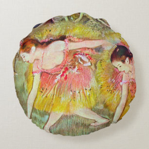 Dancers Bending Down by Edgar Degas, Ballet Art Round Pillow