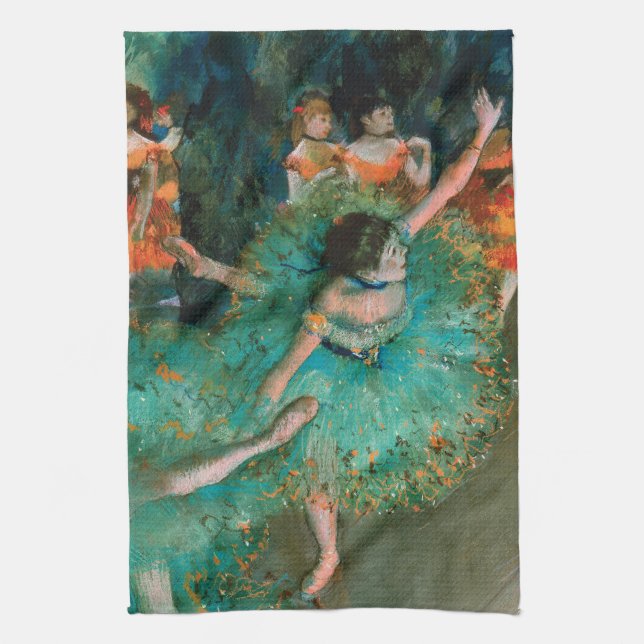 Dancers in Green by Edgar Degas Kitchen Towel (Vertical)