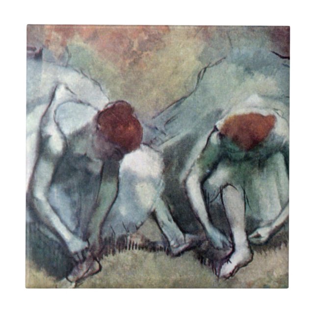 Dancers Lacing Their Shoes by Edgar Degas Tile (Front)