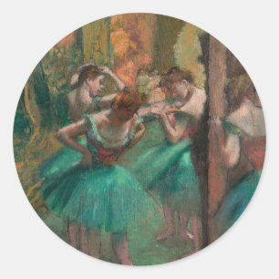 Dancers, Pink and Green Edgar Degas Classic Round Sticker