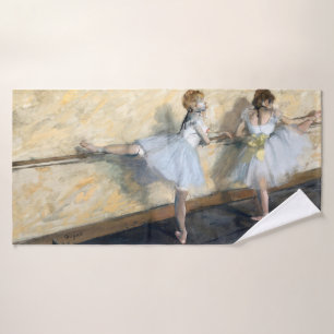 Dancers Practicing at the Barre, Edgar Degas Bath Towel