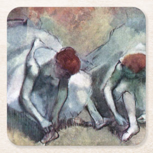 Dancers Tying Their Shoes, Edgar Degas Square Paper Coaster