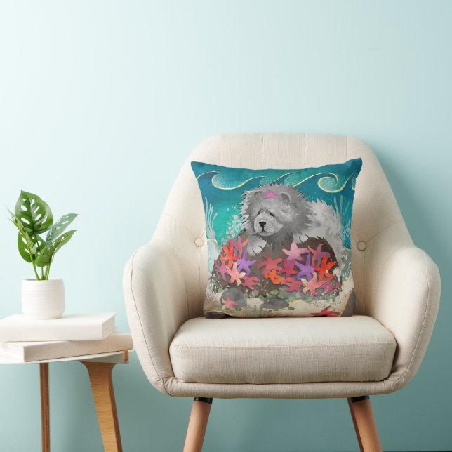 DANCIN WITH THE STARZ   blue chow - choose size  Throw Pillow (Chair)