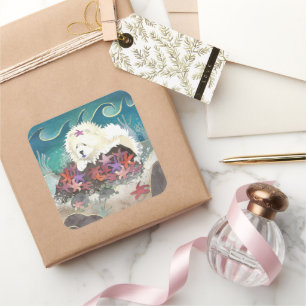 DANCIN WITH THE STARZ cream chow  square stickers