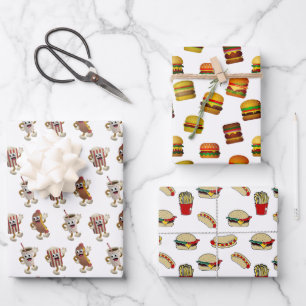 Dancing 50's Food Assortment Wrapping Paper Sheet