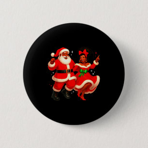 Dancing African Santa Mr Mrs Claus African America 2 Inch Round Button