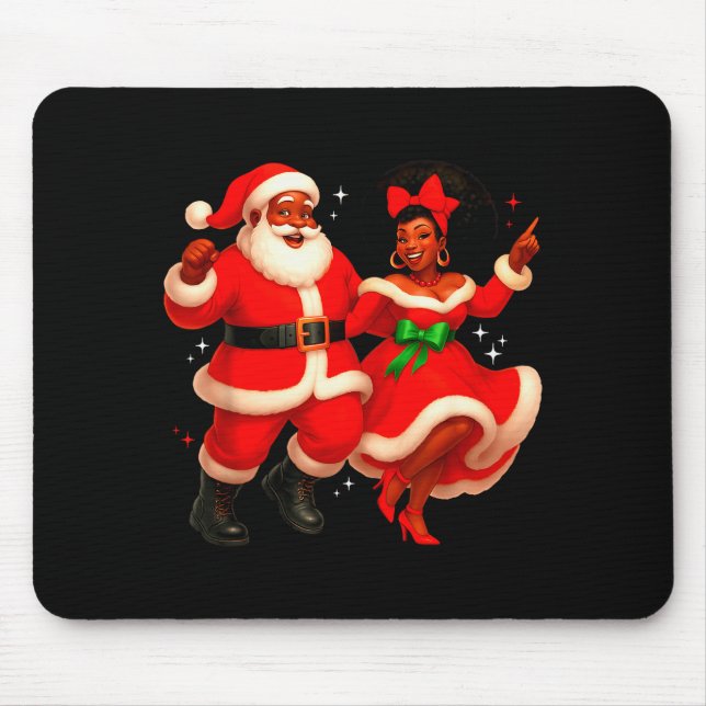 Dancing African Santa Mr Mrs Claus African America Mouse Pad (Front)