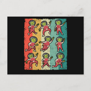 Dancing aliens dance challenge funny postcard