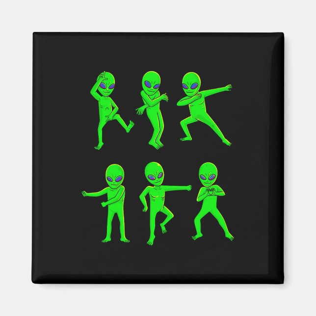 Dancing Aliens Halloween Green Alien Dance Kids Bo Magnet (Front)