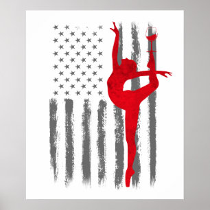 Dancing and Wine  - Vintage USA American Flag for  Poster