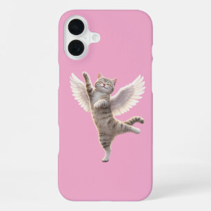 Dancing Angel Cat with Wings iPhone 16 Plus Case