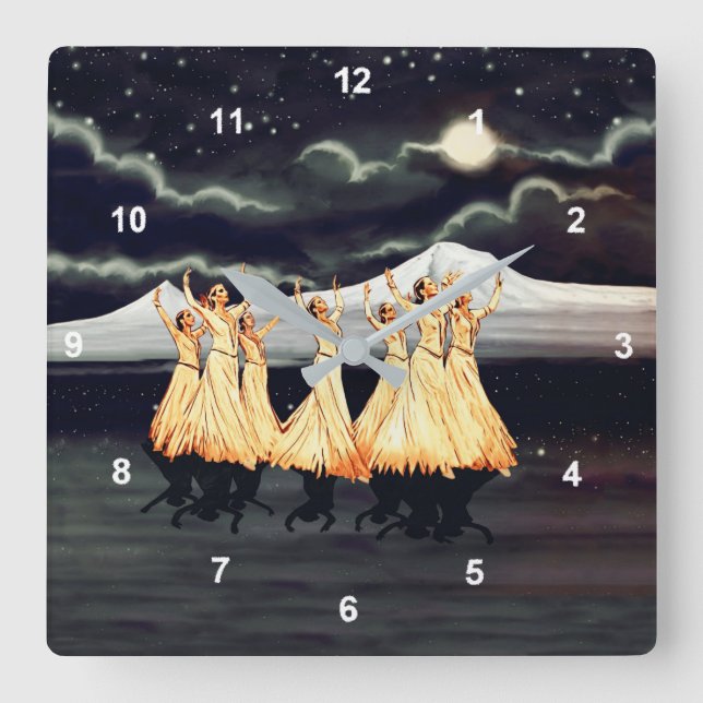 Dancing Ararat Square Wall Clock (Front)