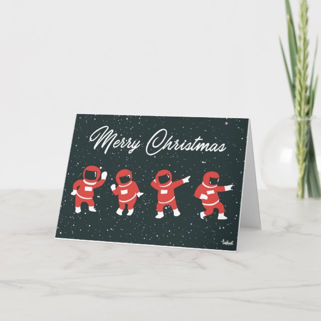 Dancing Astronaut Santa Claus Card (Front)