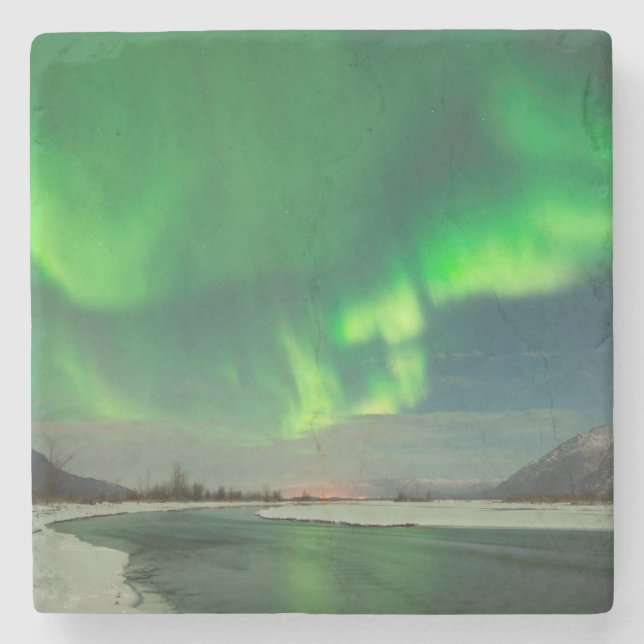 Dancing Aurora Stone Coaster (Front)