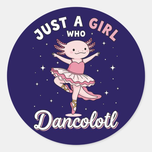Dancing Axolotl Ballerina in Pastel Pink Tutu Classic Round Sticker (Front)