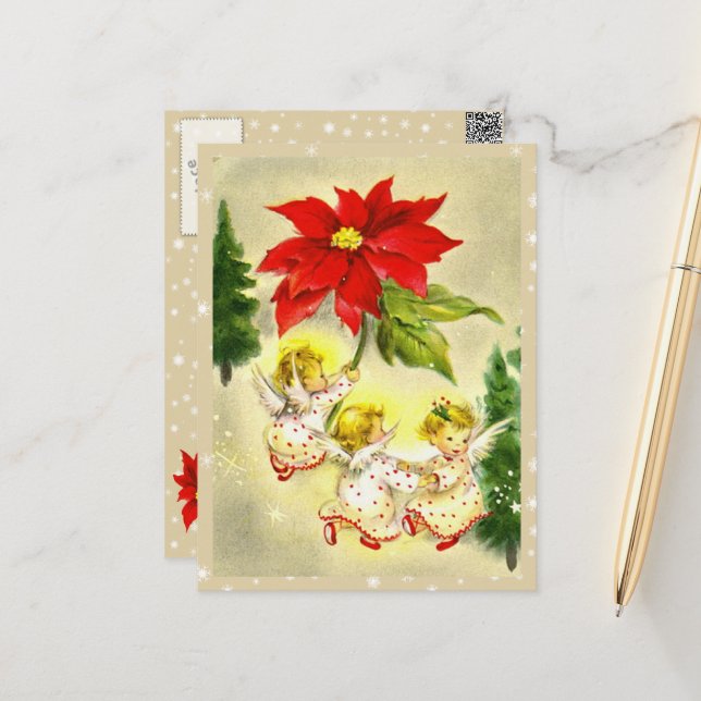 Dancing Baby Angels Vintage Postcard (Front/Back In Situ)