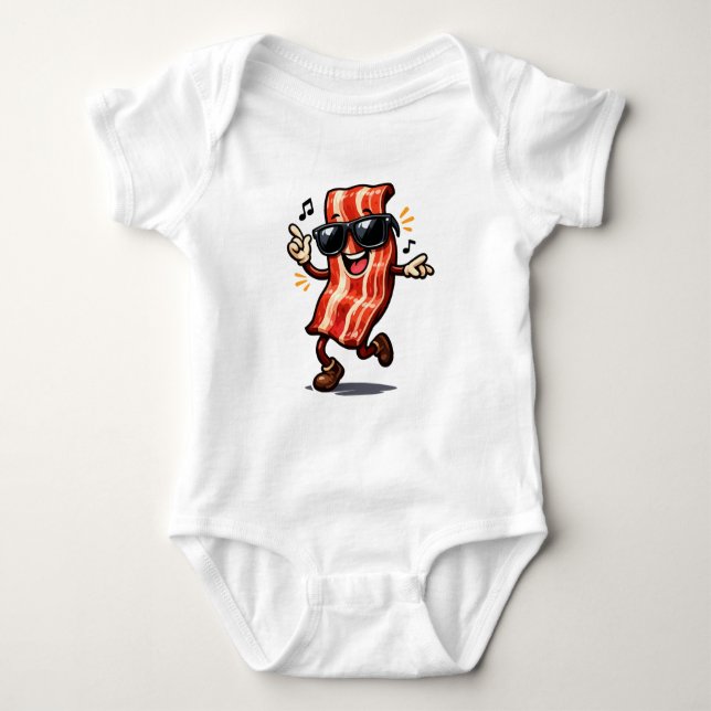 Dancing Bacon Baby Bodysuit (Front)