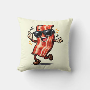 Dancing Bacon Throw Pillow