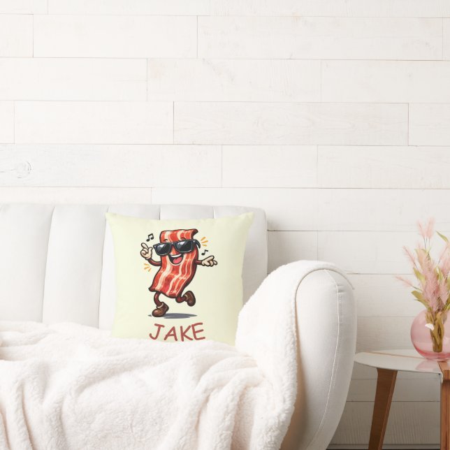 Dancing Bacon Throw Pillow (Couch)