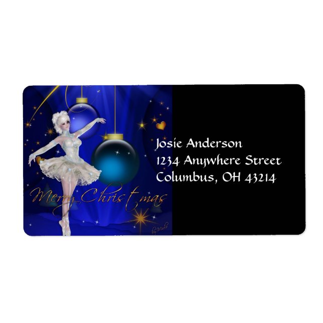 Dancing Ballerina 2 Christmas Address Labels (Front)
