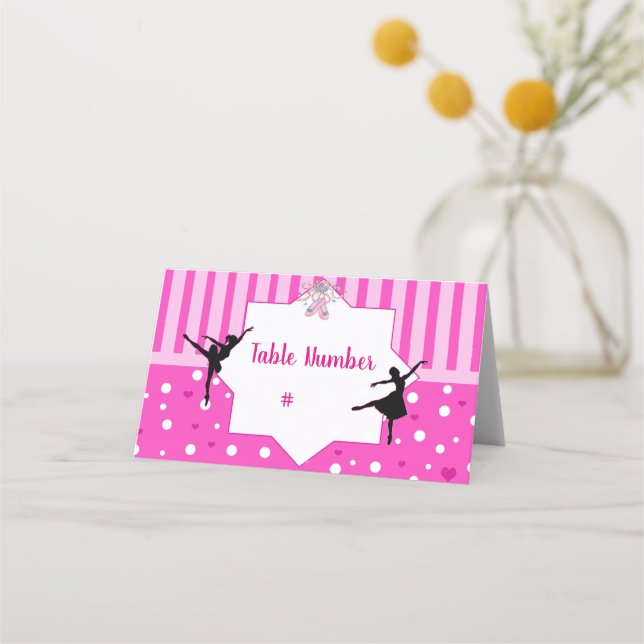 Dancing Ballerina Birthday party place card (Front)