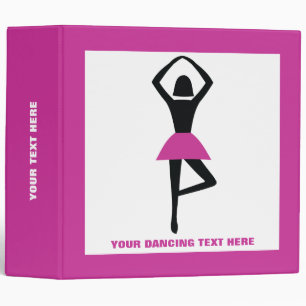 Dancing ballerina black, hot pink custom binder