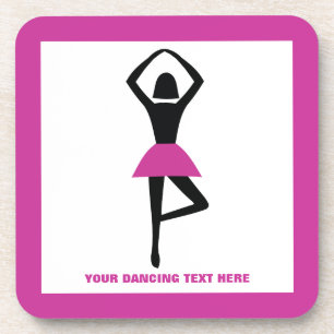Dancing ballerina black, hot pink custom coaster