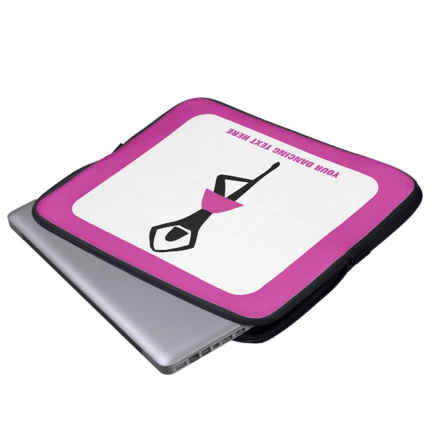 Dancing ballerina black, hot pink custom laptop sleeve (Front Bottom)