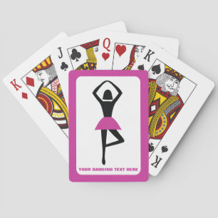 Dancing ballerina black, hot pink custom playing cards