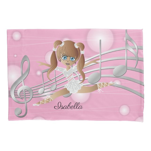Dancing Ballerina Girl - Brunette Pillowcase (Front)