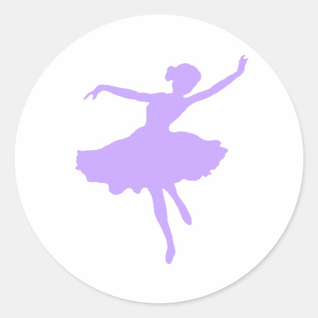 Dancing Ballerina in Lilac Periwinkle Classic Round Sticker (Front)
