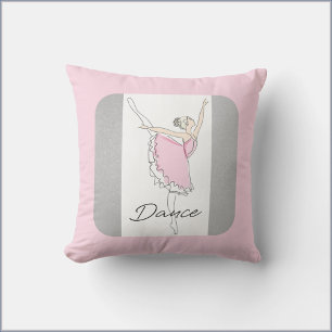 Dancing Ballerina in Pink Throw Pillow