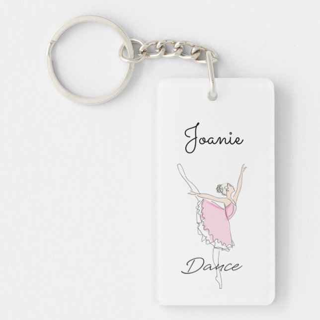 Dancing Ballerina in Pink Tutu Keychain (Front)