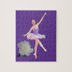 Dancing Ballerina In Purple and White Customizable Jigsaw Puzzle