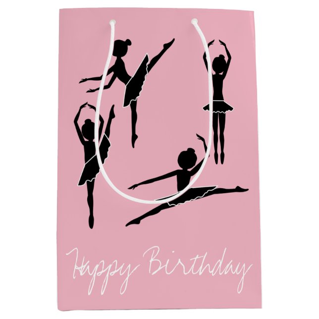 Dancing Ballerina Silhouette Ballet Class Medium Gift Bag (Front)